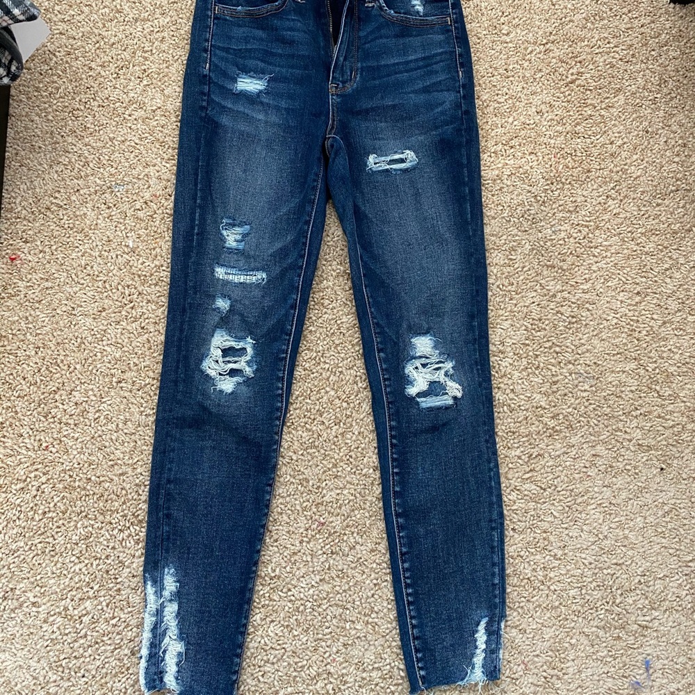 American Eagle Ripped Dark Wash Skinny Jeans